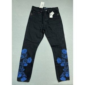 $188 Levi's 501 Jeans 27x28 Made & Crafted Selvedge High Rise Skinny Embroidered